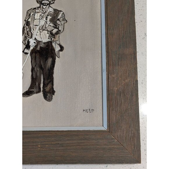 Oil Painting "The Clown" Heep Rustic Wood Frame Greenwich Village 1967 moody sad - Picture 6 of 16